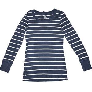 GAP Navy Blue and White Stripe Long Sleeve Preppy 90's Women's Sz Small
